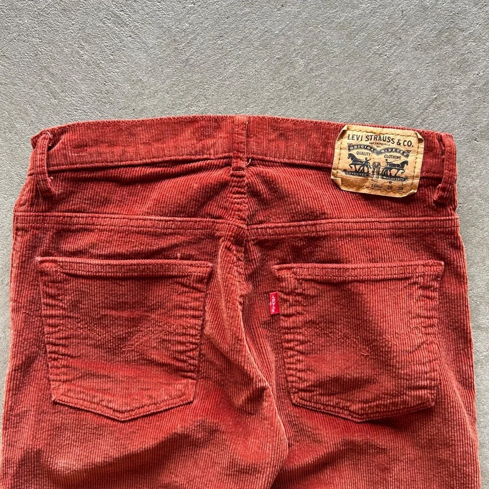 Vintage Levis 511 Corduroy Pants Size 16 Reg 28x28 Orange Slim Fit Straight Leg